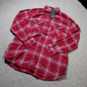 Wild Fable Red Plaid Flannel Button Down Shirt XXS 6Z679E